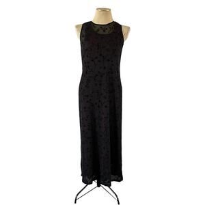 Vintage Y2K 2000s Black Velvet Mesh Goth Prom Dress Sz M Whimsigoth Grunge